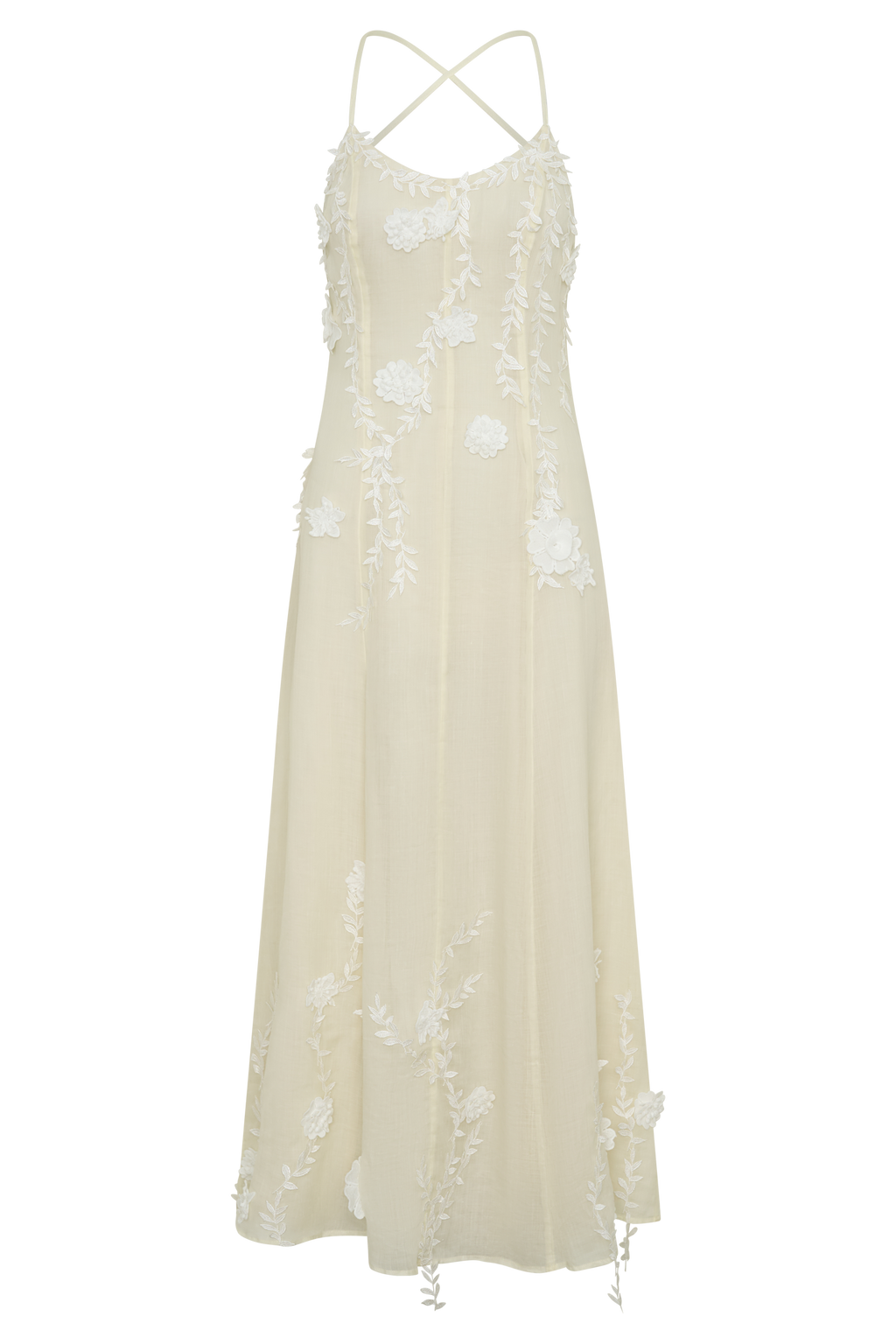 Odette Floral Lace Midi Dress - Buttermilk