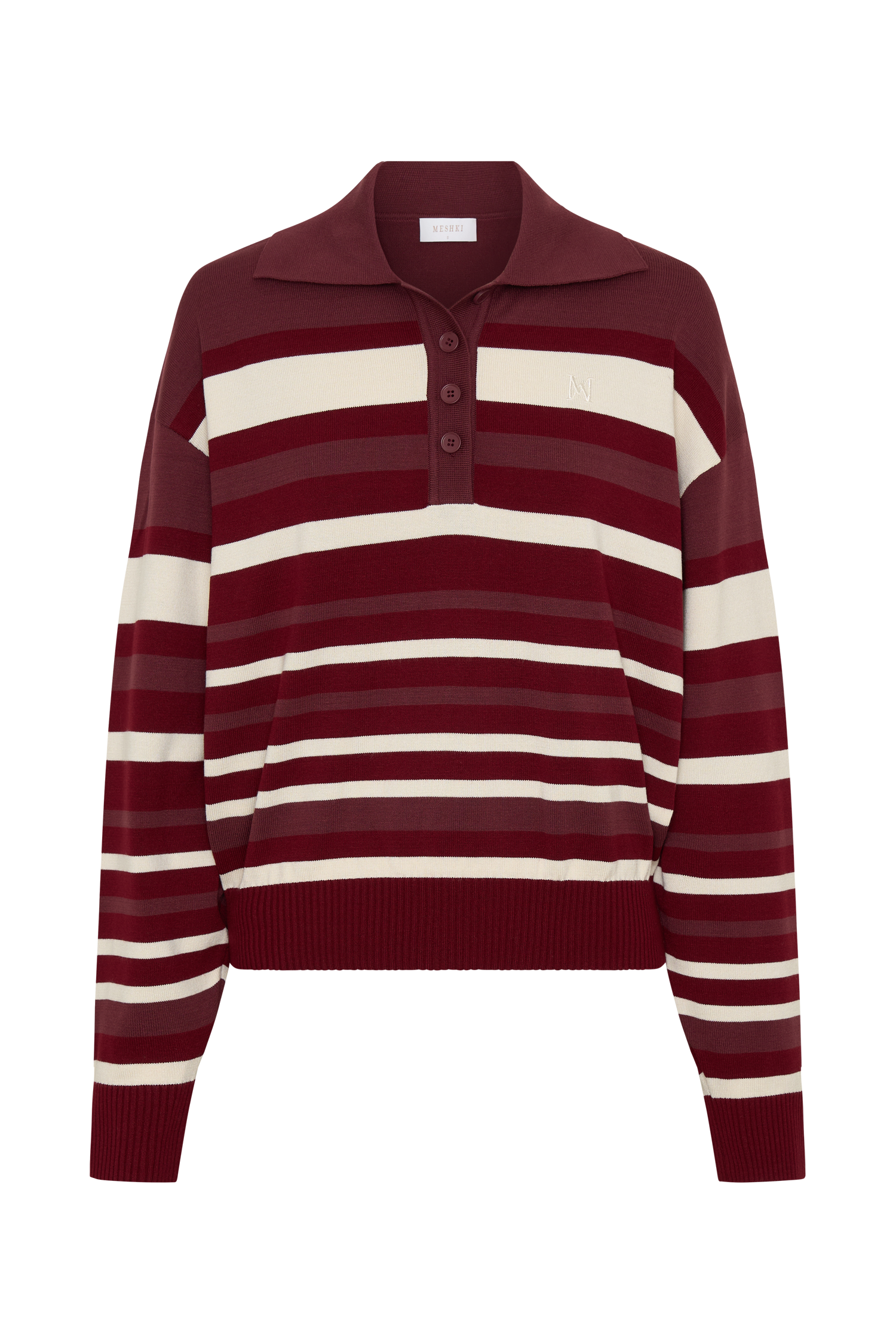 Philly Stripe Long Sleeve Knit Jumper - Burgundy/Cream