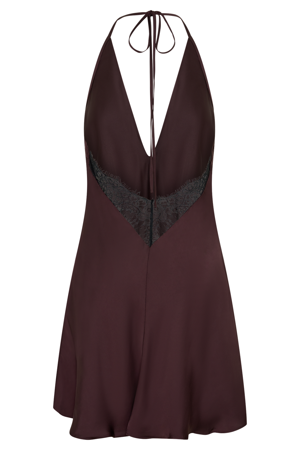 Regina Halter Lace And Satin Mini Dress - Chocolate