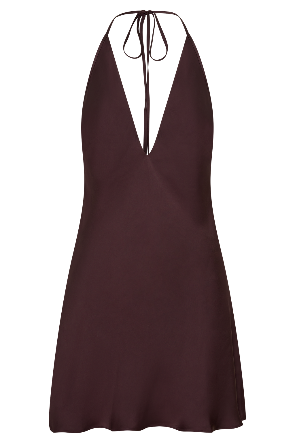 Regina Halter Lace And Satin Mini Dress - Chocolate