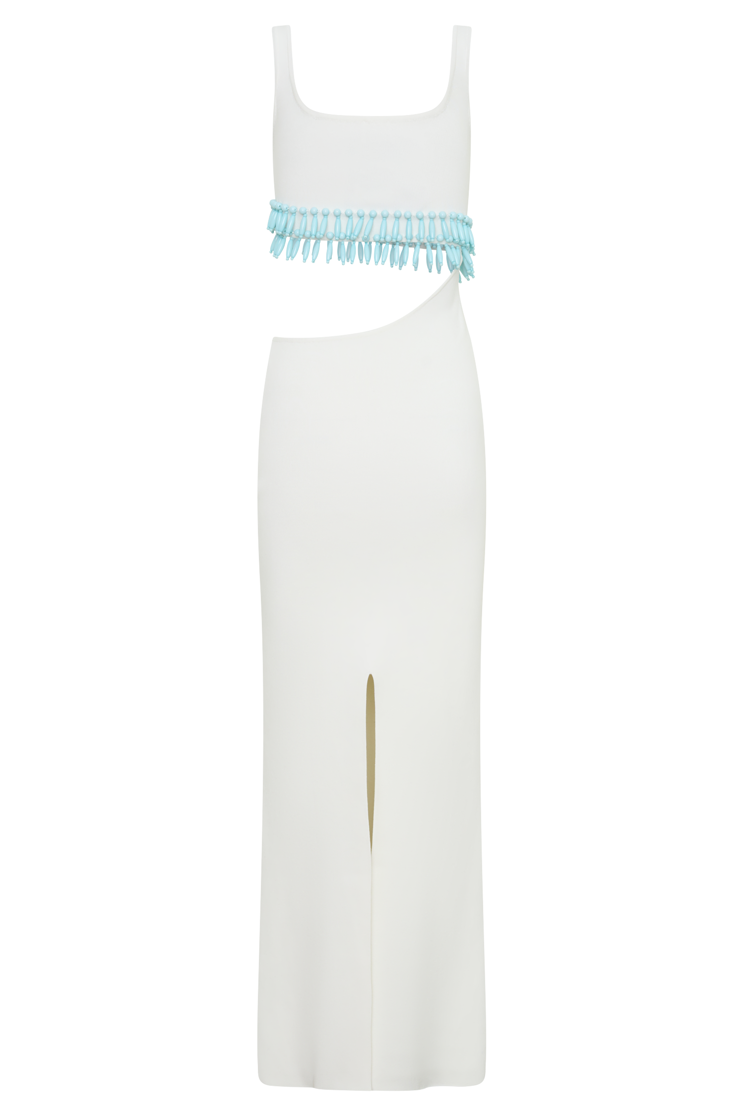 Ruvic Knit Maxi Beaded Dress - White