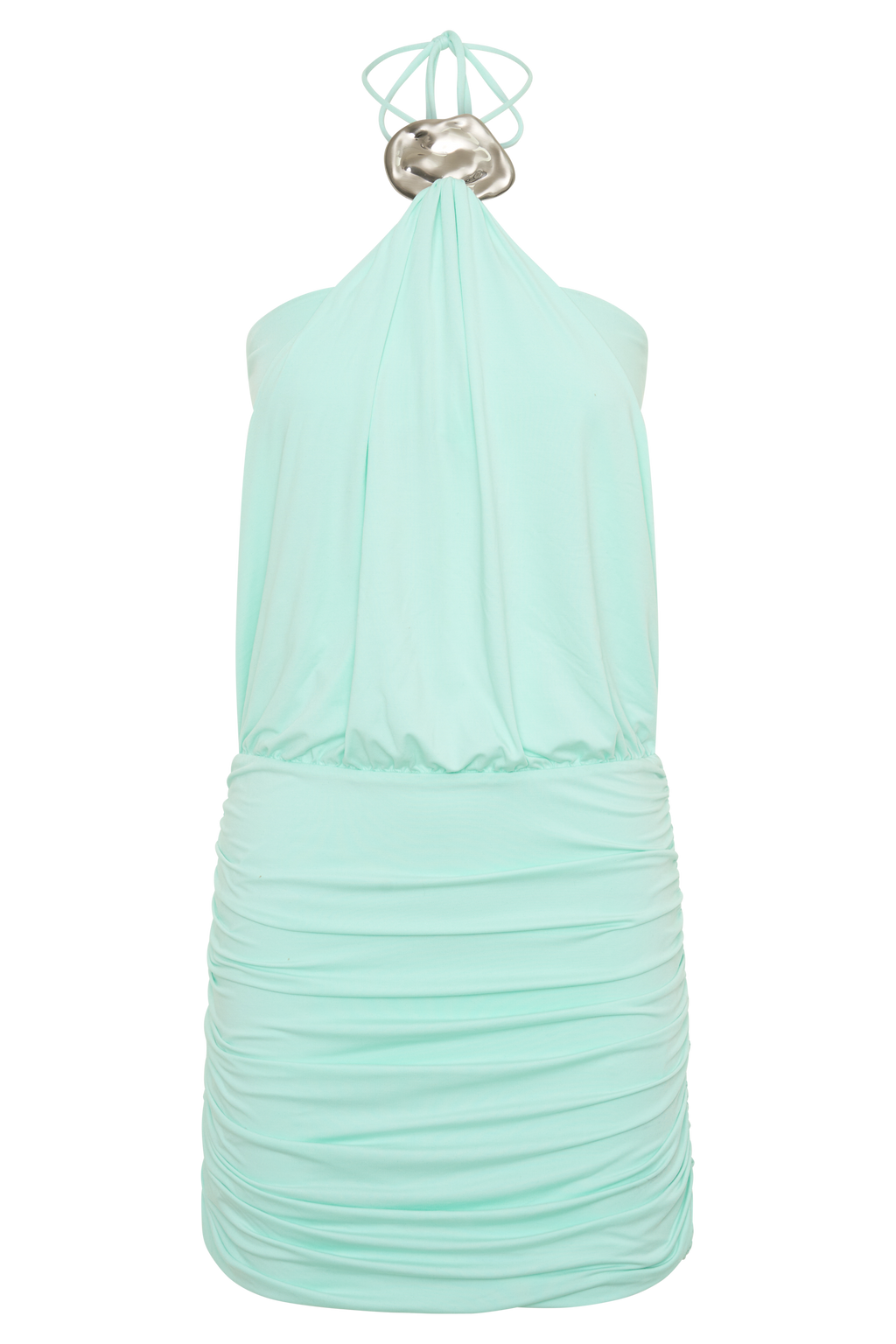 Sade Halter With Hardware Mini Dress - Sea Blue