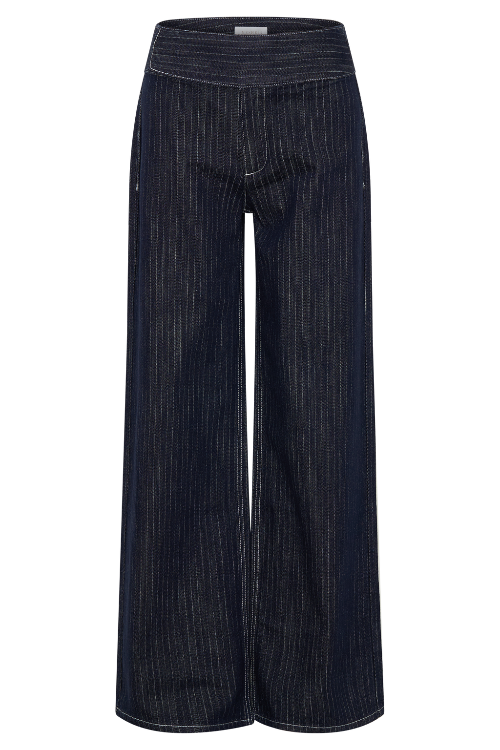 Sienna Flare Mid Rise Denim Jeans - Indigo Pinstripe