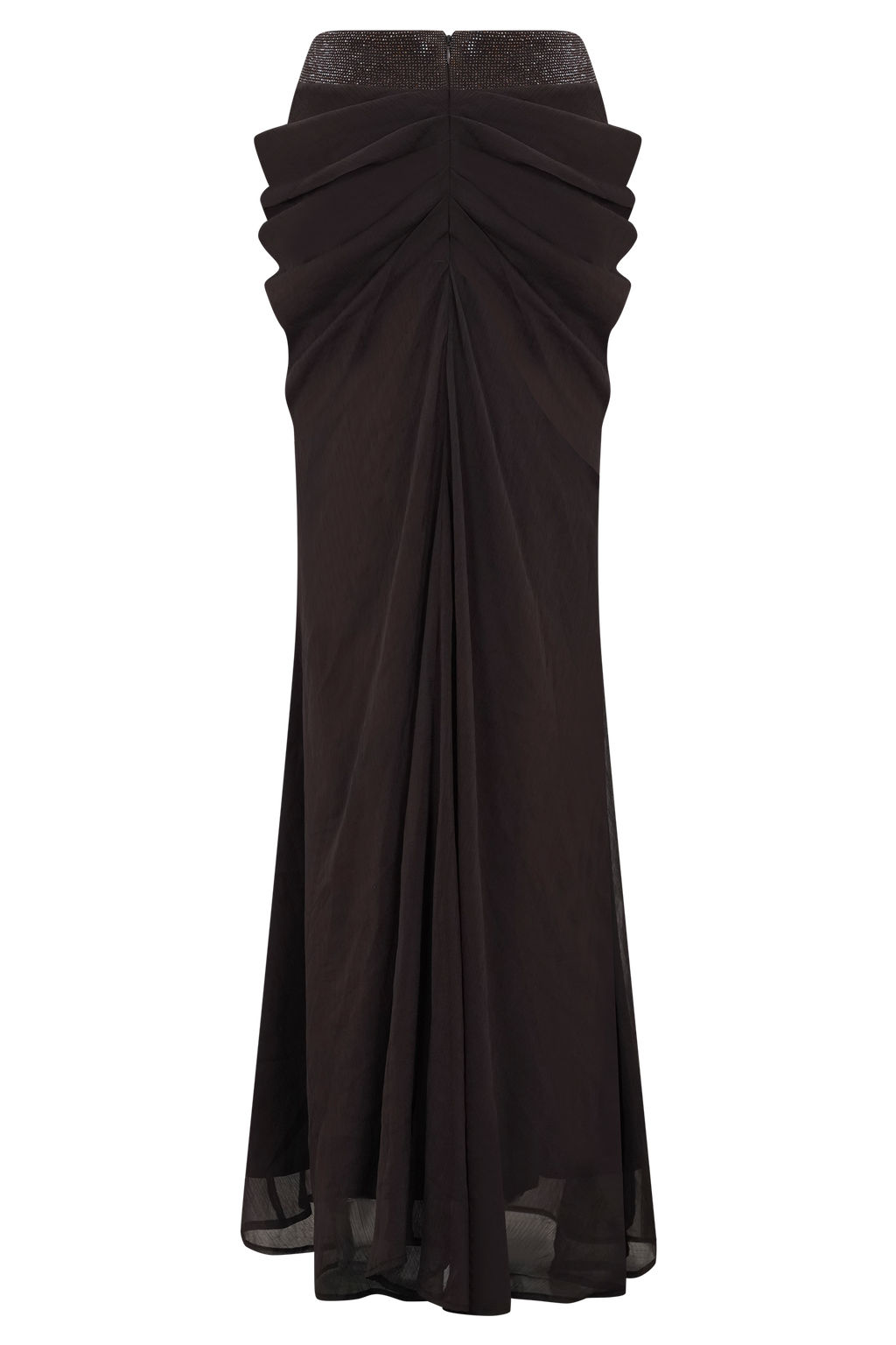 Siren Satin And Diamante Maxi Skirt - Dark Chocolate