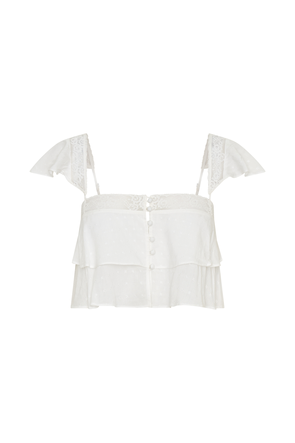 Skylar Lace Sleeveless Crop Top - White