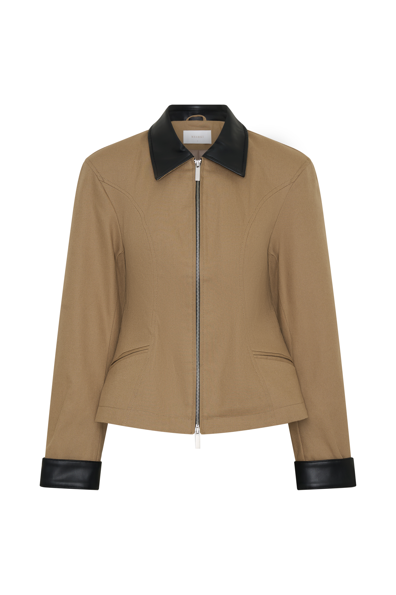 Solange Zip Up Collared Jacket - Natural