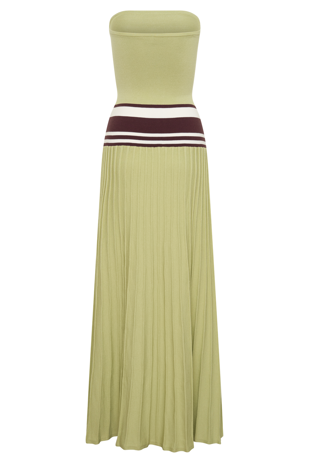 Solaris Strapless Contrast Knit Maxi Dress - Light Olive