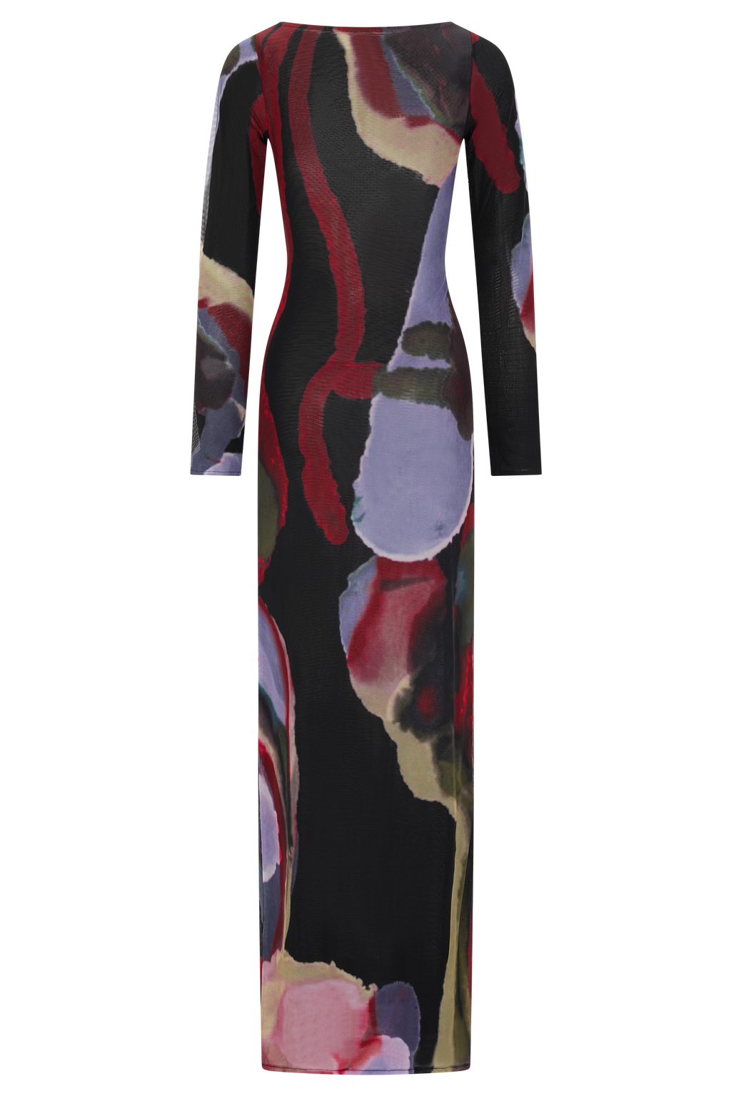 Soraya Long Sleeve Mesh Maxi Dress - Multi Fluid Reverie Print