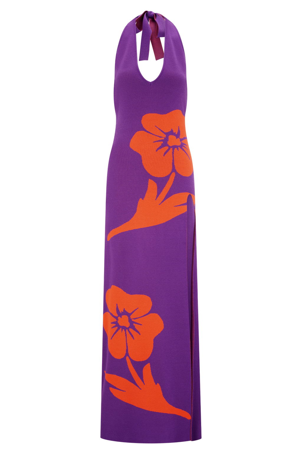 Stacy Knit Halter Maxi Dress - Purple/Red