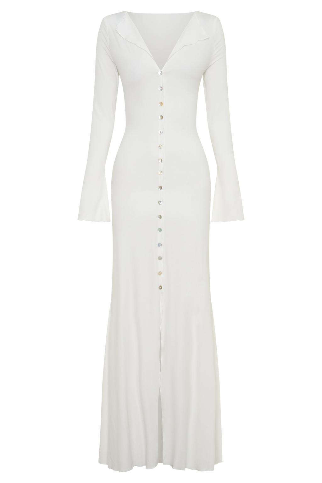 Tanya Buttoned Long Sleeve Maxi Dress - White