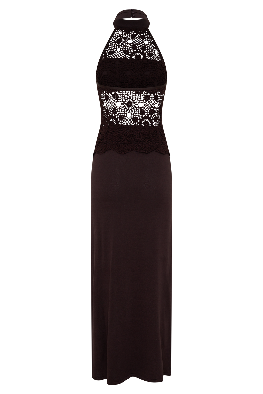 Tessie Knit & Crochet Maxi Dress - Dark Chocolate