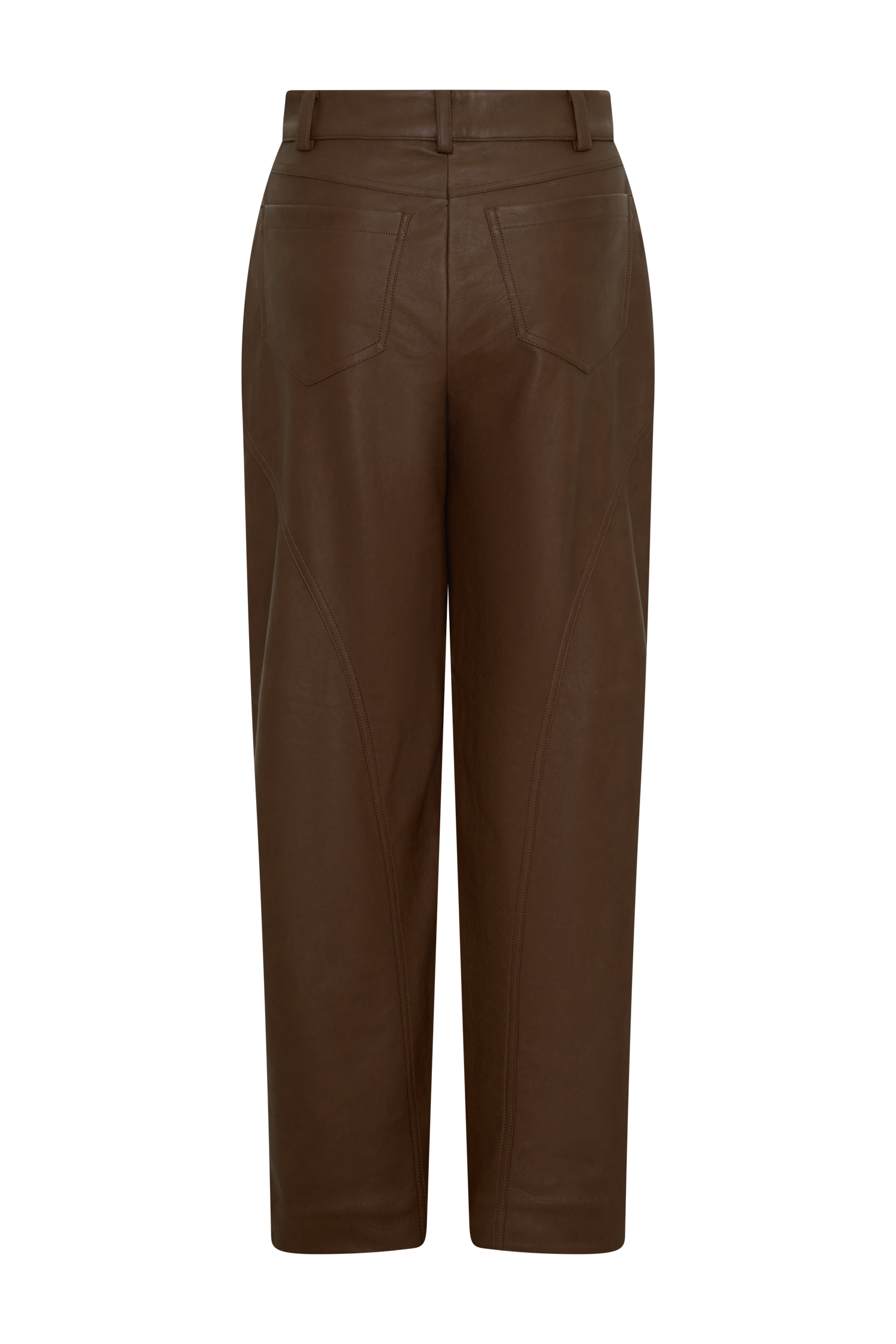 Theo Faux Leather Mid Rise Pants - Dark Chocolate