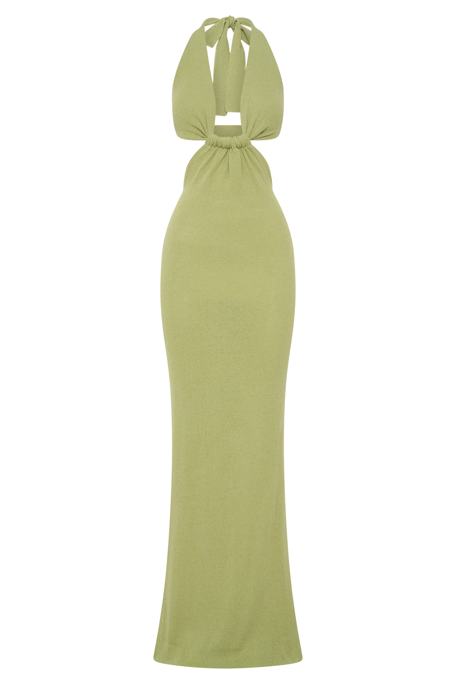 Theresea Halter Knit Maxi Dress - Light Olive