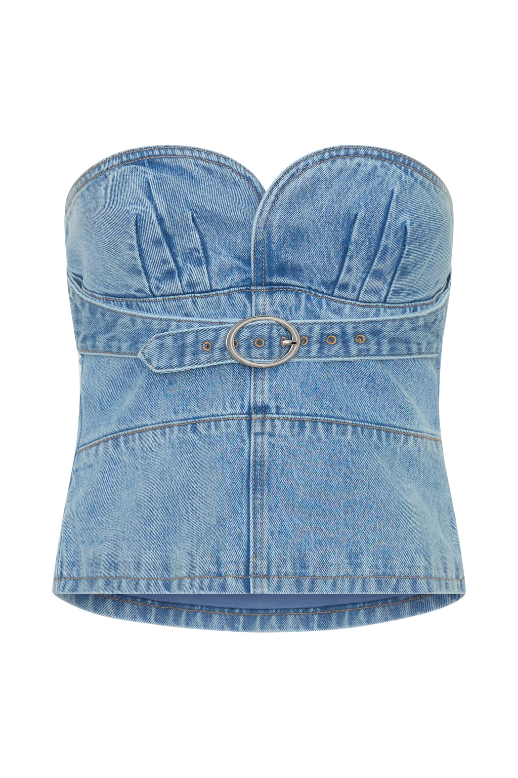Tommy Strapless Denim Top With Buckle - Classic Blue