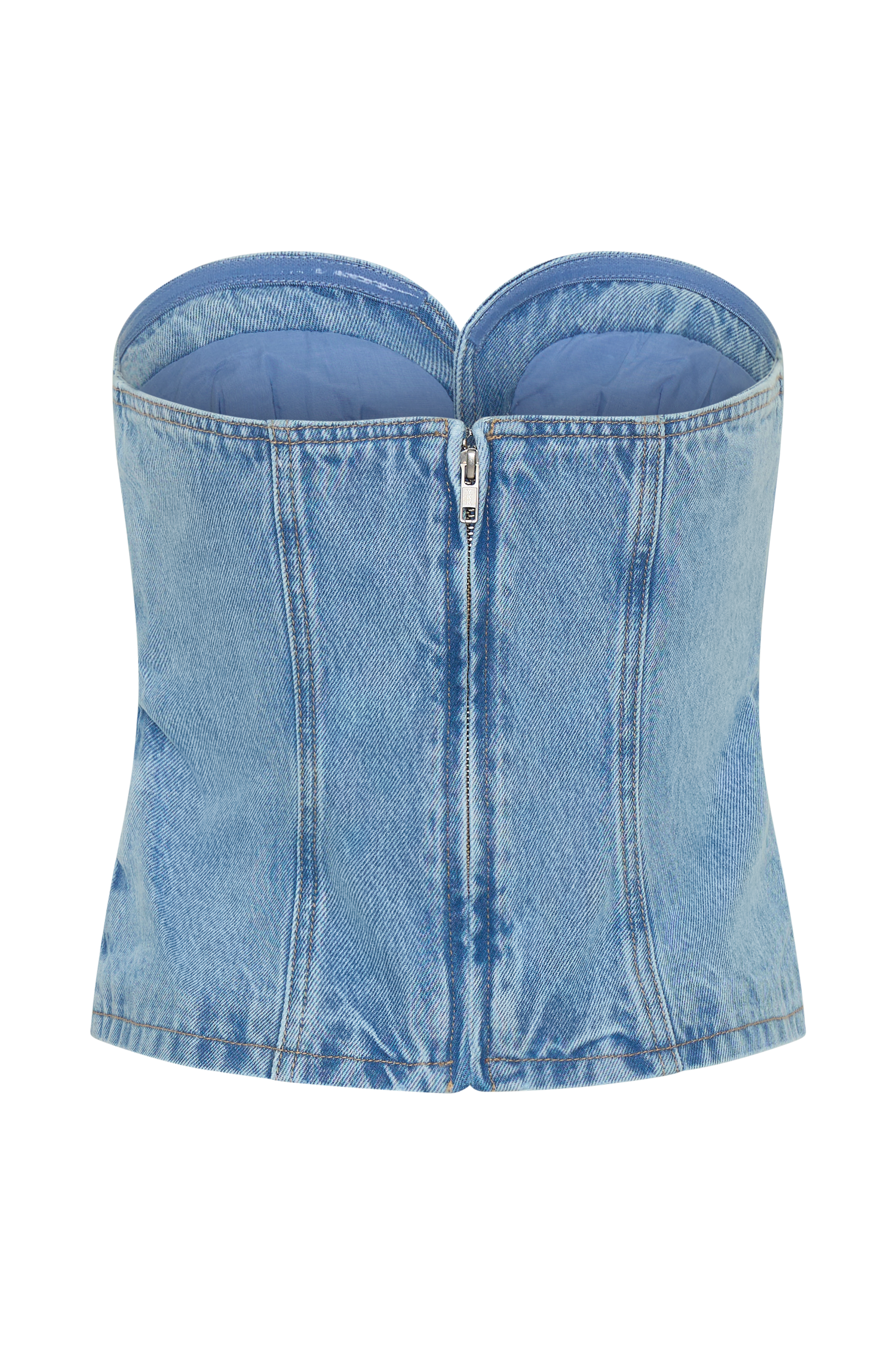 Tommy Strapless Denim Top With Buckle - Classic Blue