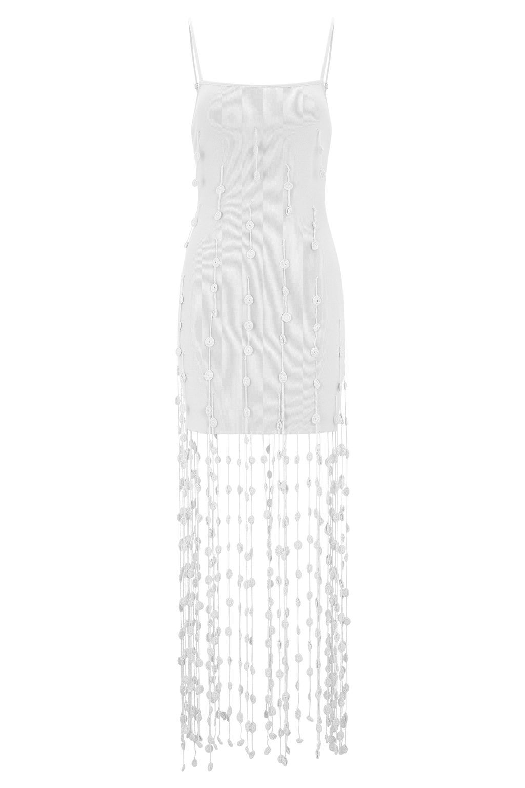 Tove Hand Knit Flower Mini Dress - White