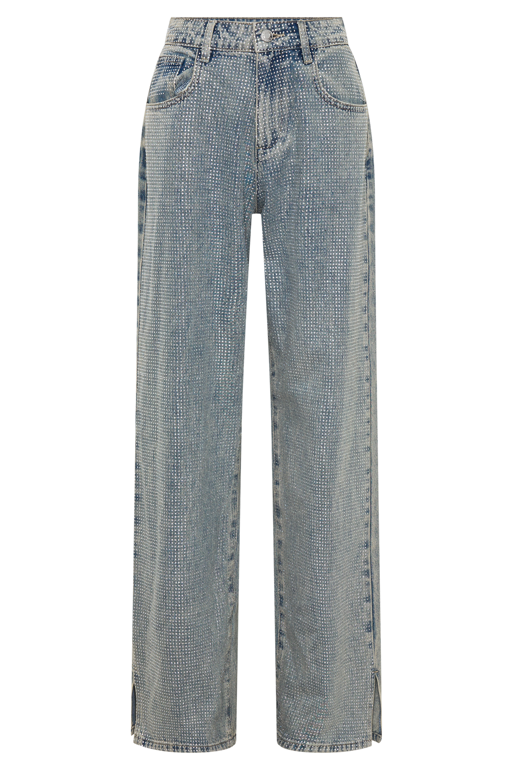 Tyla Diamante Denim Jeans - Blue/Green