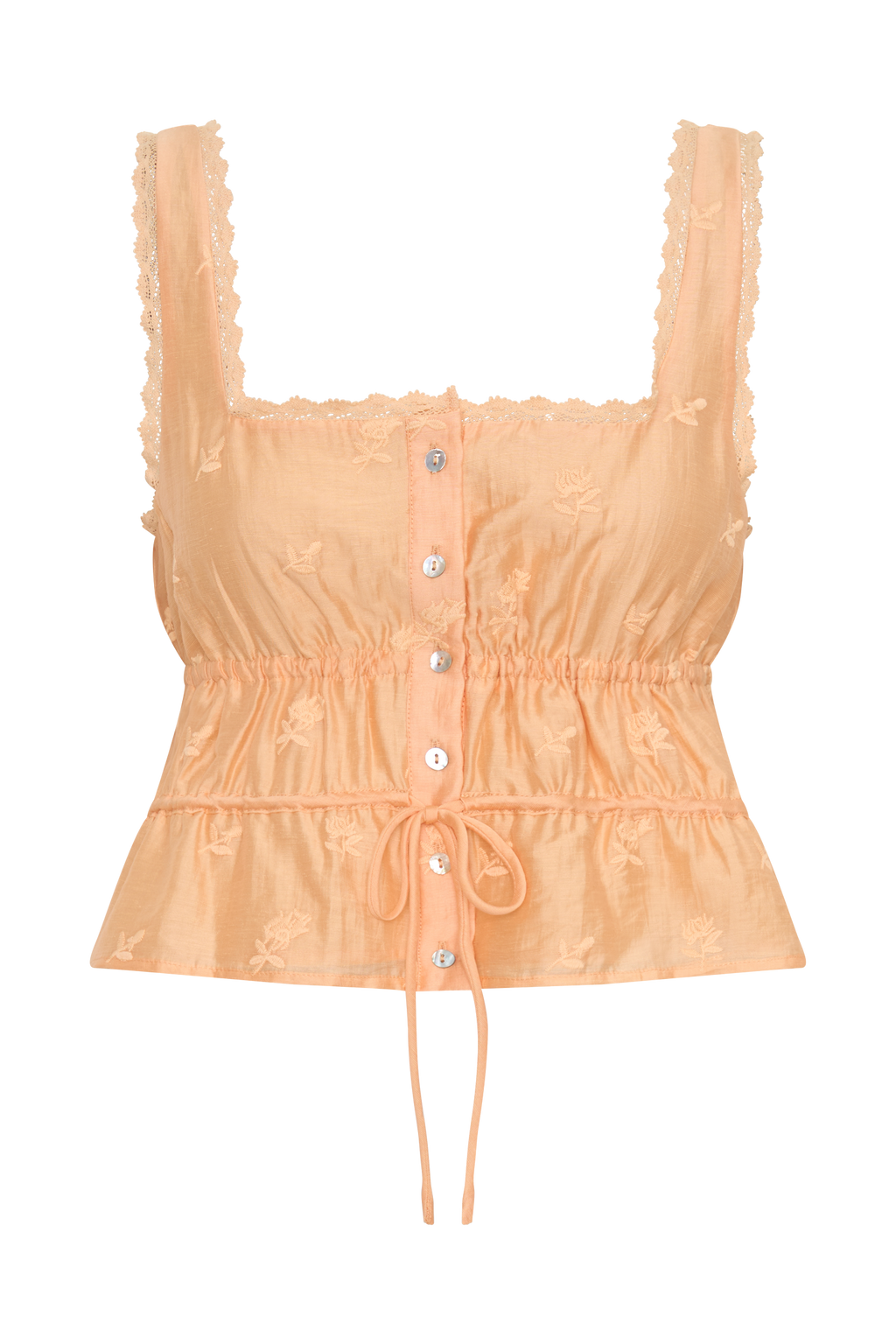 Vivian Embroidered Sleeveless Top - Orange
