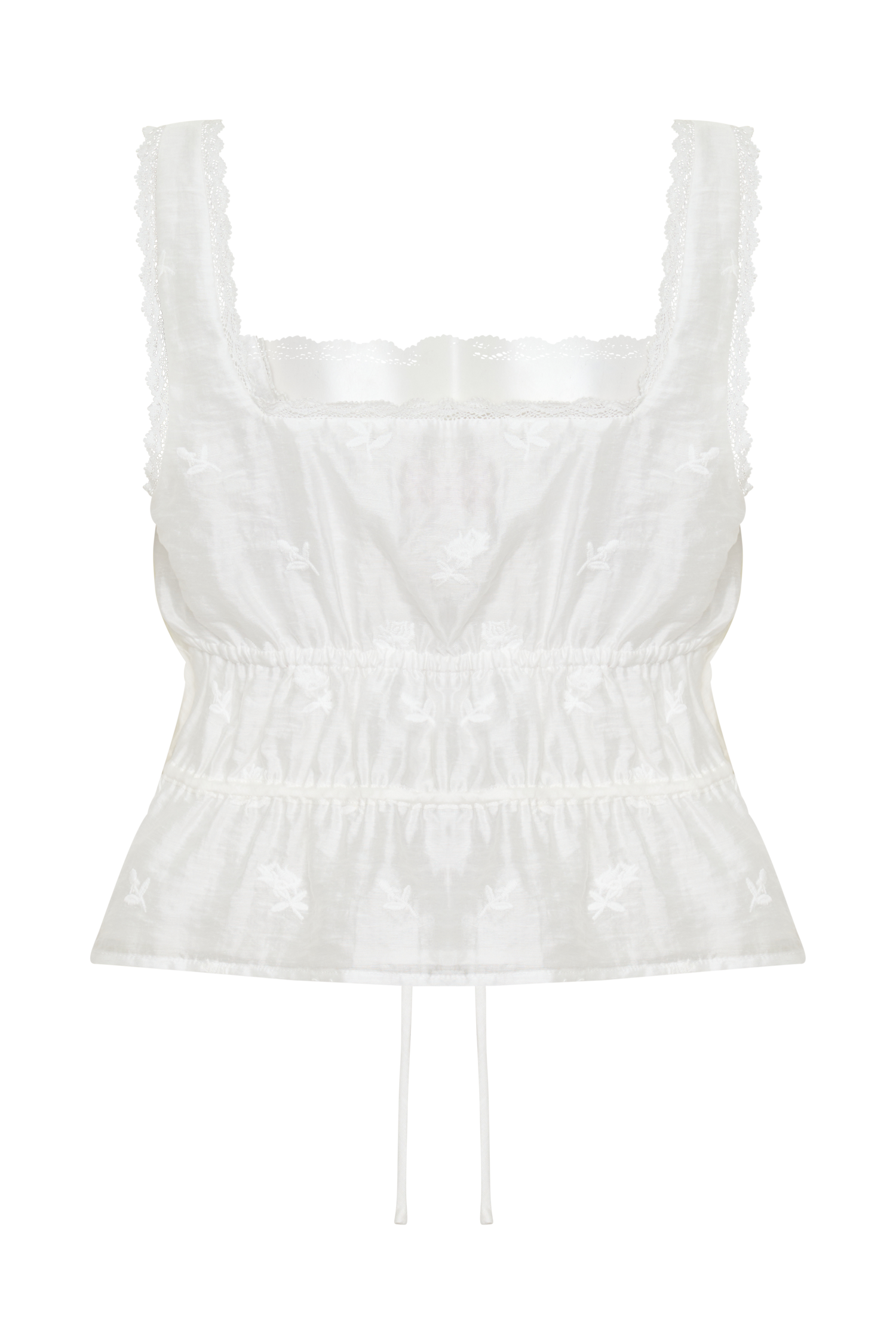 Vivian Embroidered Sleeveless Top - White