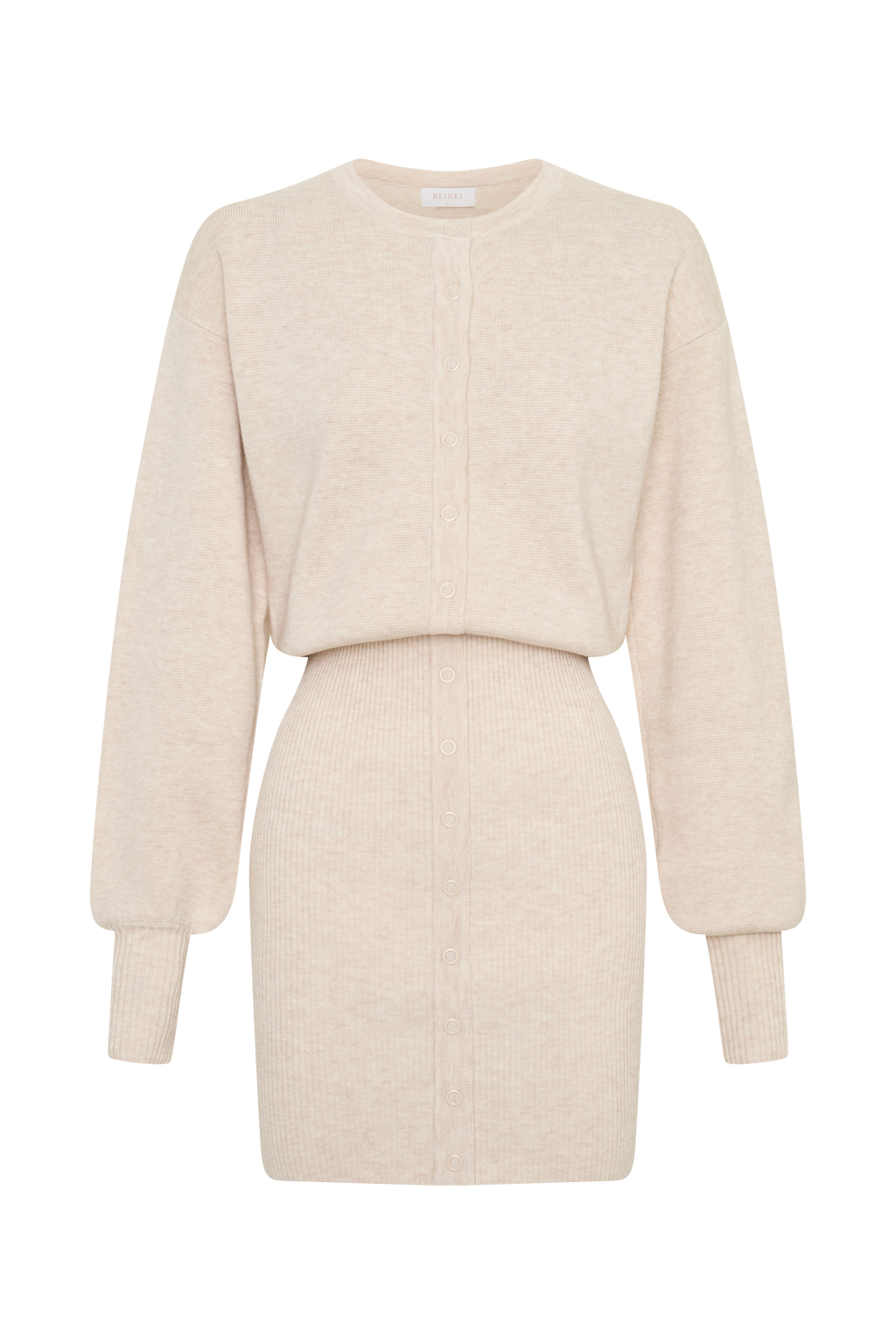 Xaden Wool Mix Knit Mini Dress - Oat Marle