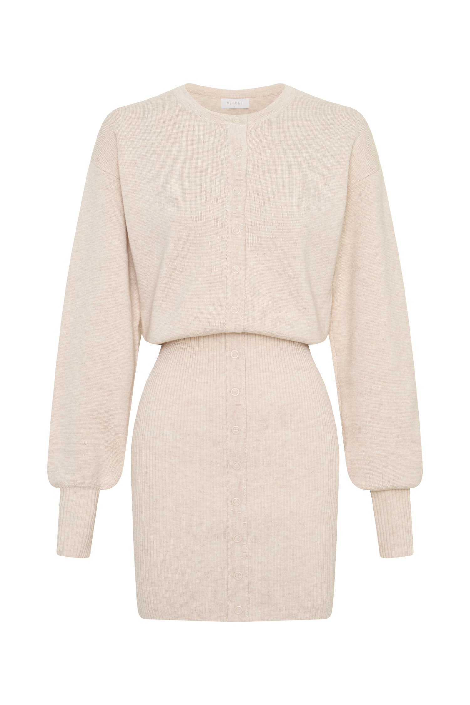 Xaden Wool Mix Knit Mini Dress - Oat Marle