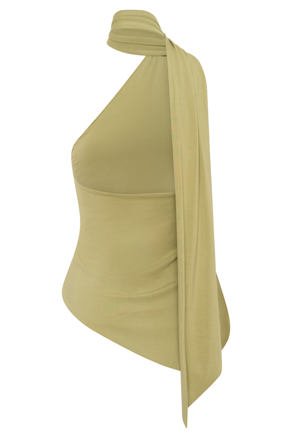 Jemma One Shoulder Tie Top - Apple Sage