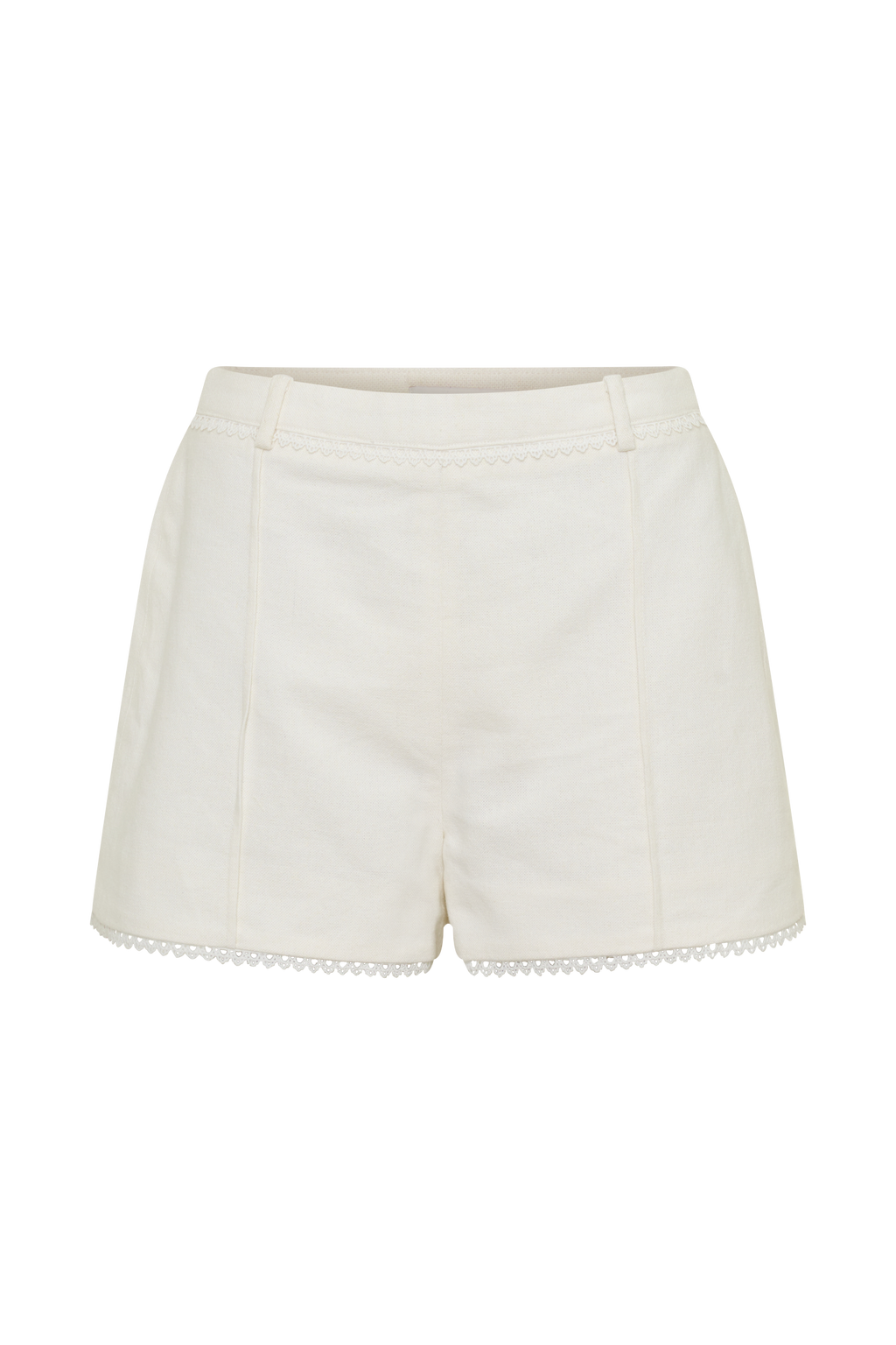 Melody Linen Short With Lace - White