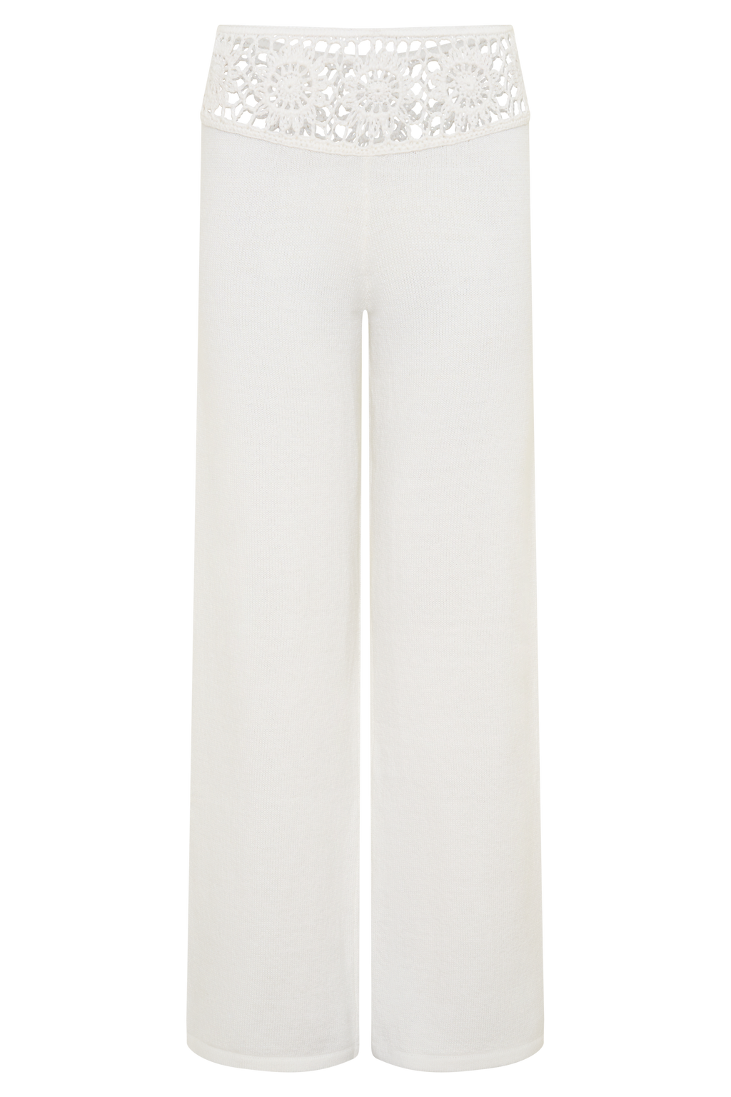 Miley Crochet Waistband Straight Leg Pant - Ivory
