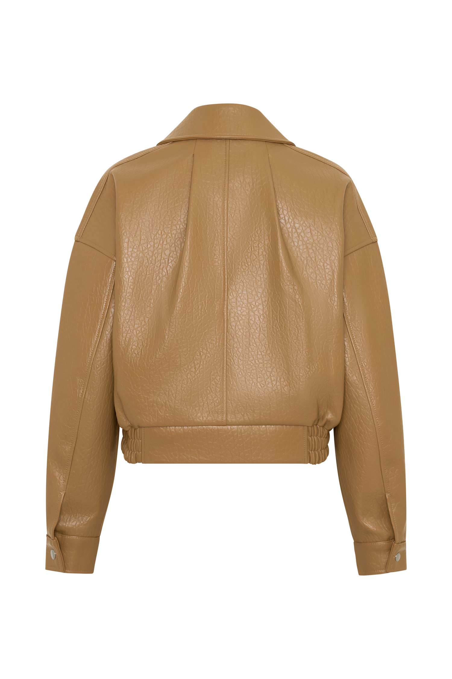 Paige Faux Leather Cropped Jacket - Beige