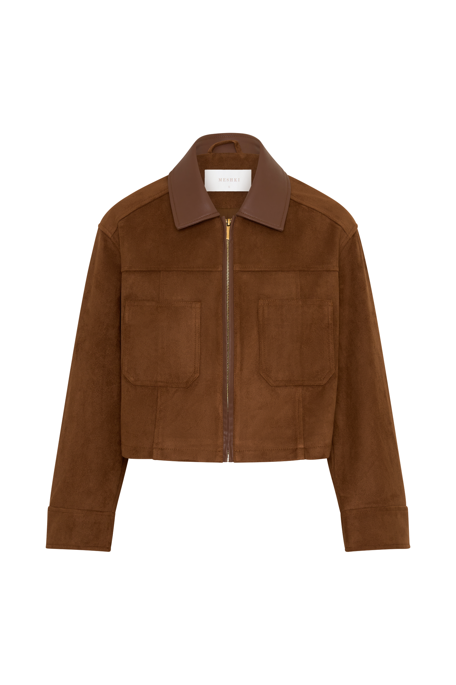 Remy Faux Suede & Leather Collared Jacket - Tan